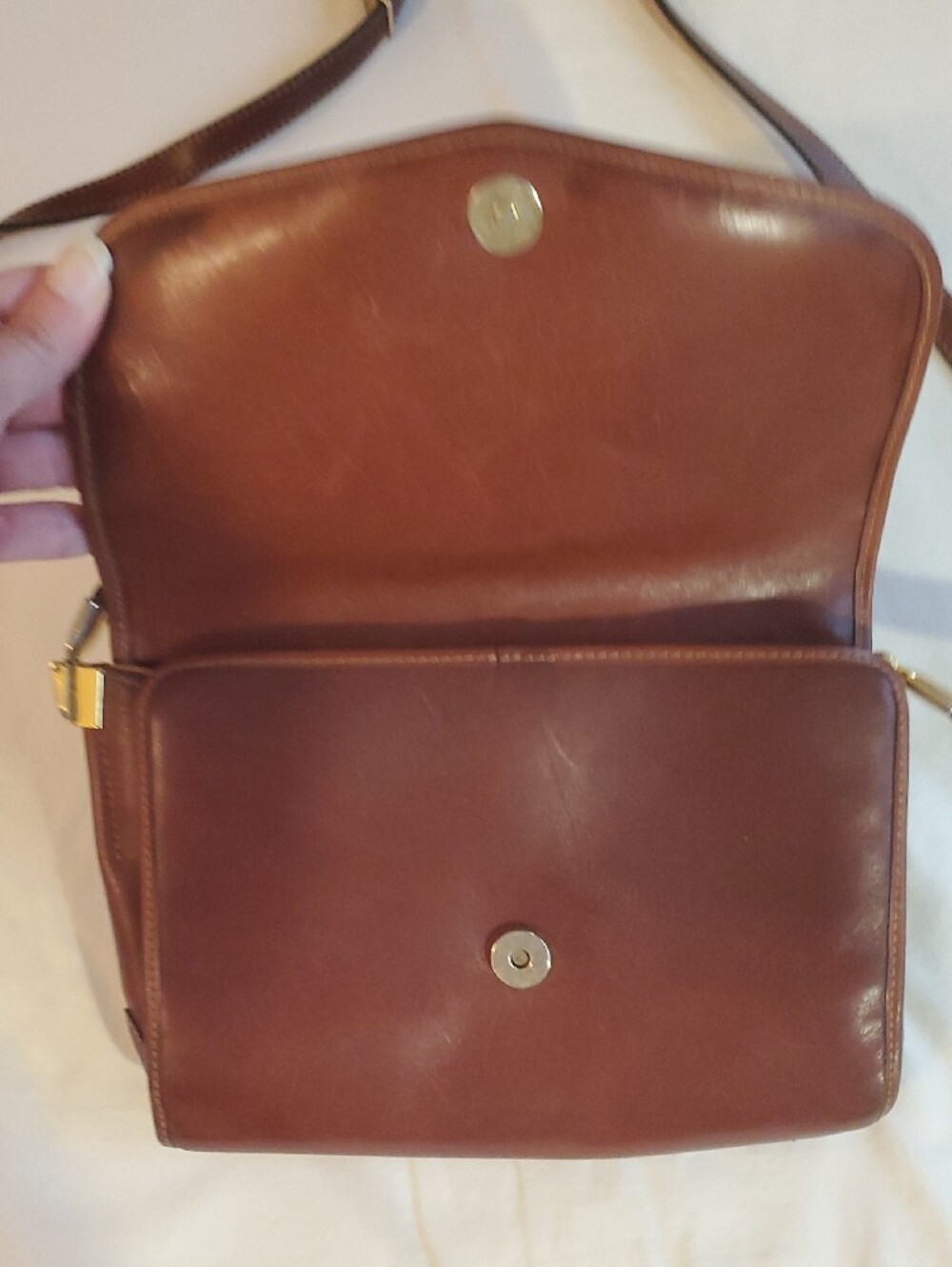 Vintage Lambardo Brown Crossbody Leather Bag - Women's Shoulder Purse - Picture 5 of 15
